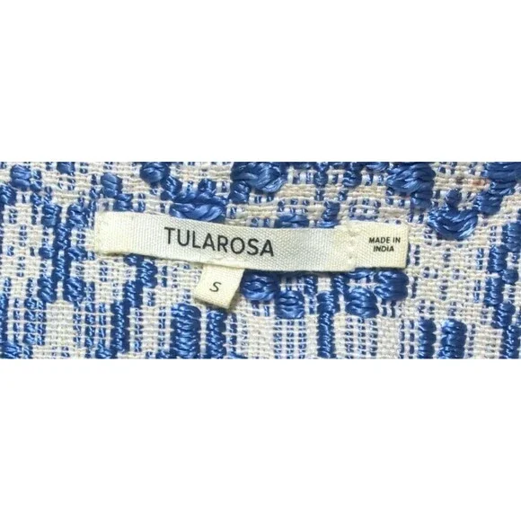 Tularosa Embroidered Yoke Memphis Top Ivory Jersey Knit Elastic Hem Blouson S - Picture 2 of 7